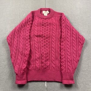 Vintage Eastern Mountain Sports Sweater Womens Large Wool Cable Knit EMS Pink